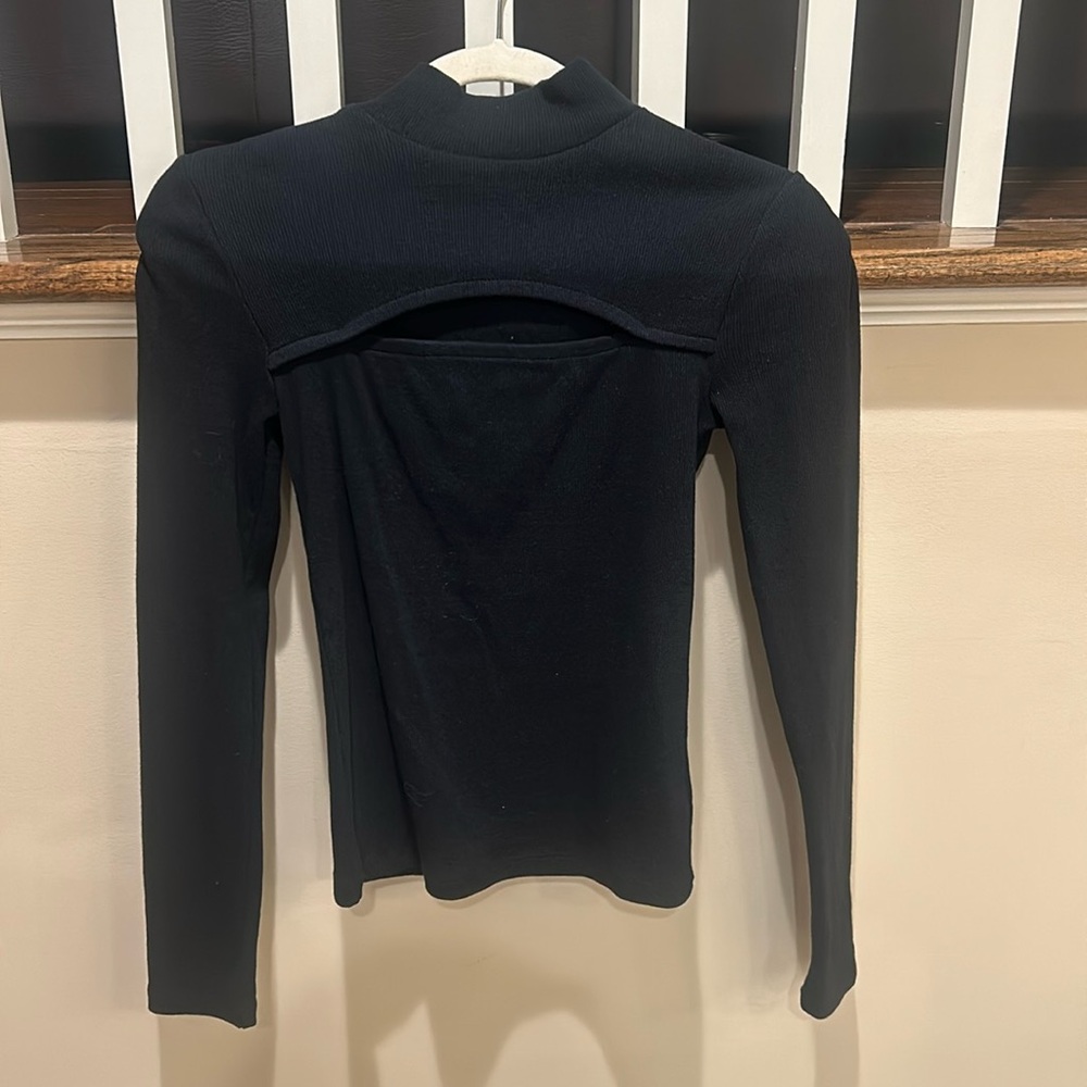 GAP Black Long Sleeve Cotton Rib Top